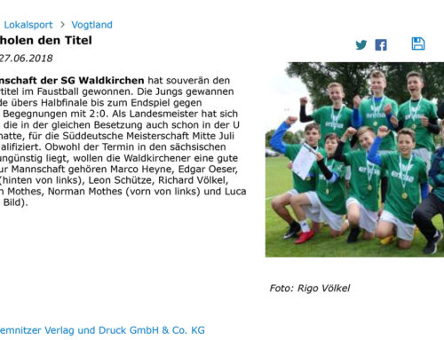 27.06.2018 Freie Presse – Faustballer holen Titel
